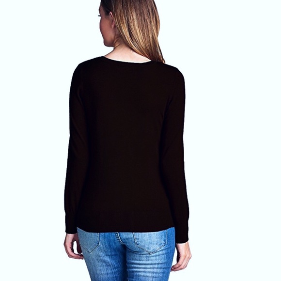 Active USA Black Classic Tailored V- Neck Sweater - Picture 3 of 7